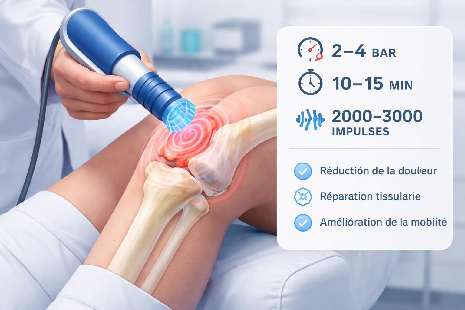découvrez le traitement par ondes de choc à terrebonne pour soulager rapidement et efficacement la douleur chronique au genou. améliorez votre mobilité et qualité de vie dès aujourd'hui.