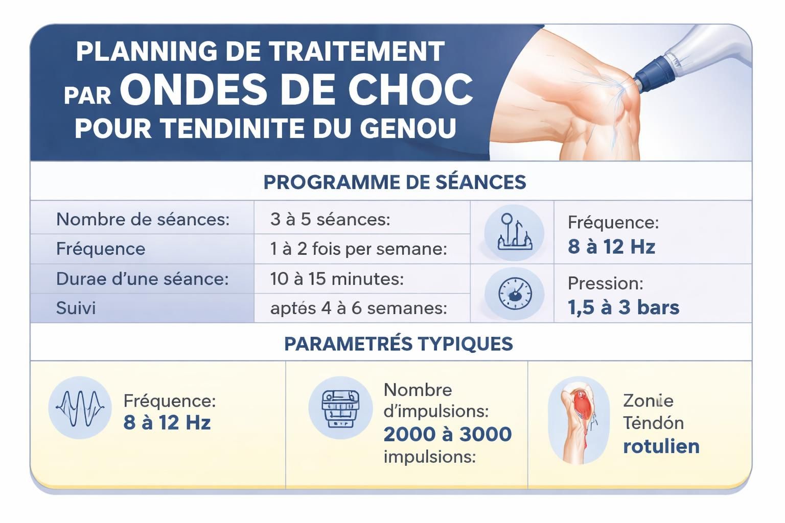 découvrez notre traitement par ondes de choc à repentigny pour la tendinite du genou, offrant un soulagement rapide et efficace pour retrouver mobilité et confort.
