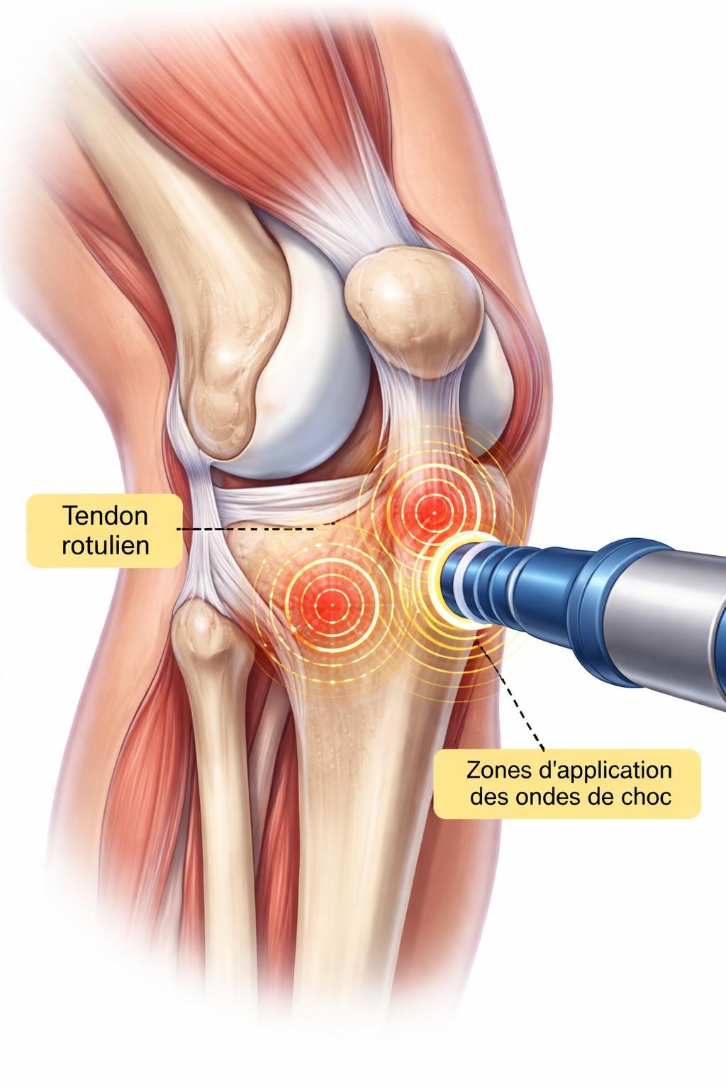 découvrez le traitement par ondes de choc pour la tendinite rotulienne à la prairie, une méthode rapide et efficace pour un soulagement durable de la douleur.