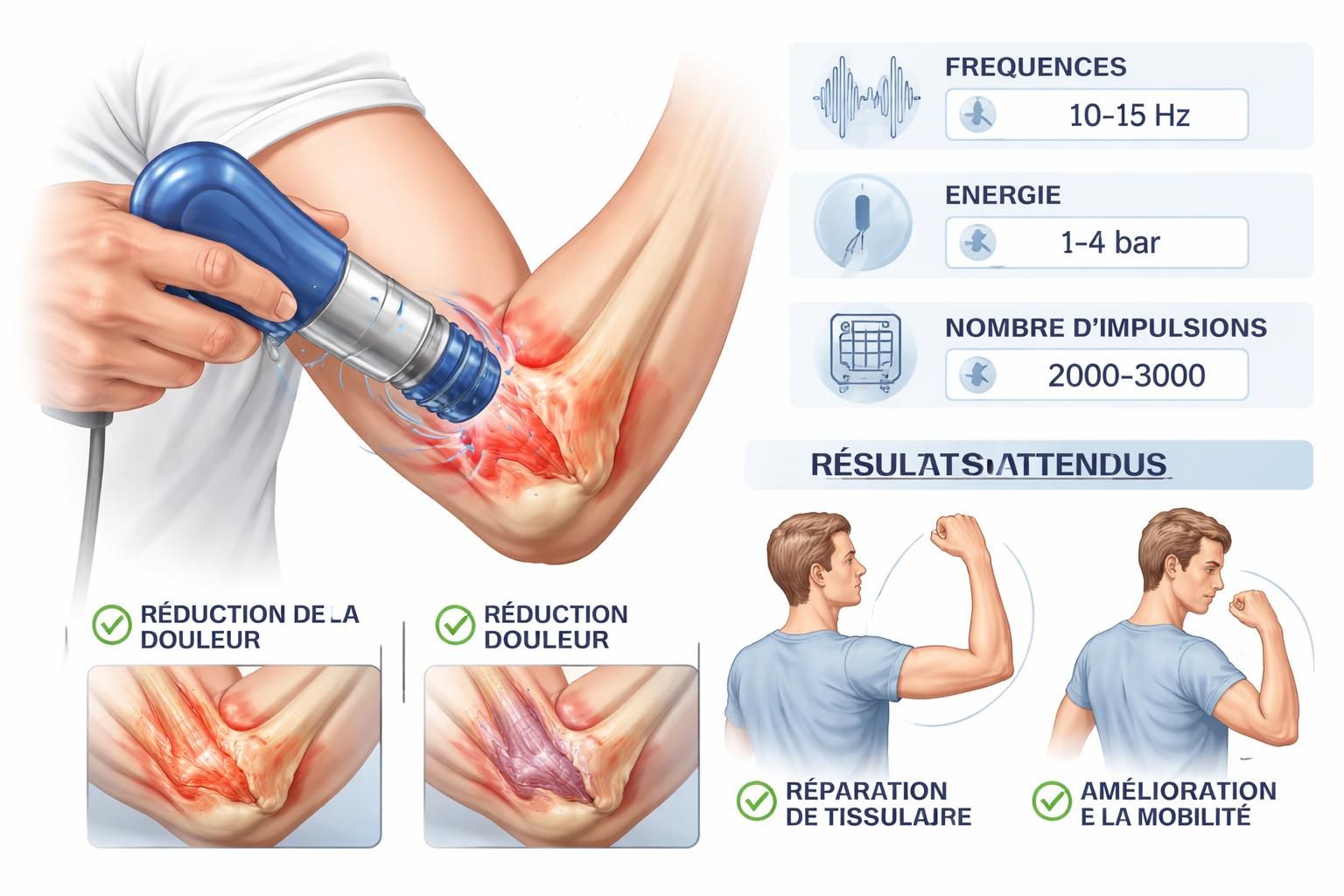 découvrez notre traitement par ondes de choc à montréal pour soulager rapidement et efficacement la douleur au coude. méthode non invasive pour retrouver mobilité et confort.